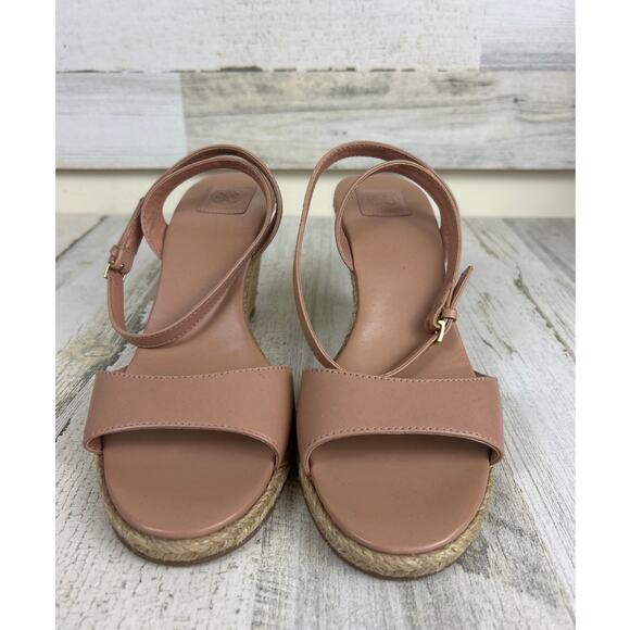 Tory Burch Womens 8 Landon Pink Espadrille Wedge Ankle Buckle Sandals designer - Picture 4 of 10